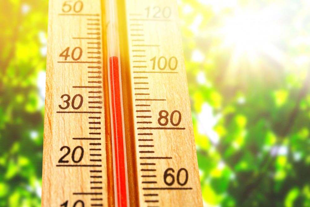 Thermometer zeigt plus 40 Grad Celsius an
